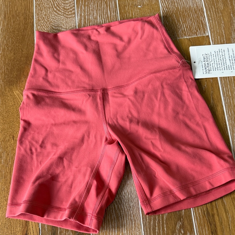 NWT Lululemon Align high-rise short 6” Size 0 color: coral
